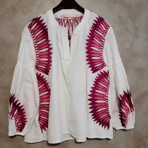 Valerie Khalfon Paris embroidered linen oversized blouse